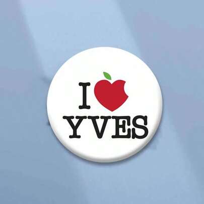 1 chiếc huy hiệu cài áo hình tròn "I Heart YVES", huy hiệu mềm ngộ nghĩnh, dùng để trang trí ba lô, quần áo, giày dép, phụ kiện trang sức thời trang, quà tặng cho bạn bè, gia đình, giáo viên và bạn học (32/44mm).