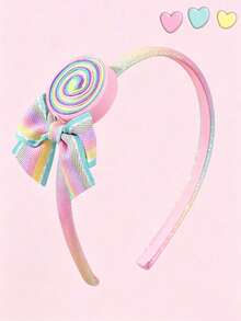 1pc Girls' Ombre Headband, Sweet Cute Candy Bow Hair Band, Girls' Daily Hair Accessory - Multicolor - View 1