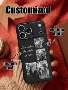 1pc Customized DIY Pattern Phone Case, Liquid Black Shockproof Protective Cover Suitable For IPhone 16 15 14 13 Plus Pro Max Pro, Suitable As Easter Birthday Gift Or Holiday Commemorative Gift For Family And Friends - Black - View 2