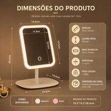 Tabletop Mirror With LED Light, Round Or Square, For Makeup, Dressing Table, Skincare, Decoration With Tray - White (square) - View 6