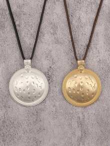 1 chiếc dây chuyền mặt đĩa chấm bi thời trang, thanh lịch, kiểu dáng cao bồi miền Tây, unisex, phụ kiện lễ hội âm nhạc, quà tặng cặp đôi, quà tặng ngày lễ - dây sáp - Xem 4