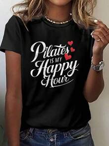 Mi camiseta es el top casual perfecto para la primavera y el verano, con un diseño de cuello de tripulación de manga corta - Negro - Ver 2