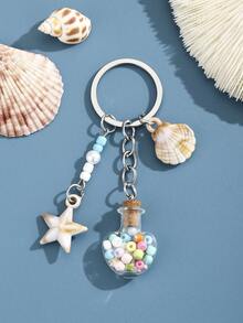 1pc DIY Glow-In-The-Dark Colorful Beaded Heart Shaped Wish Bottle Keychain, Shell, Star, Wish Bottle Keyring, Creative Gift For Lover, Friend, Girlfriend, Holiday, Festival, Mobile Phone, Car Accessories, Party Favor - Multicolor - View 13
