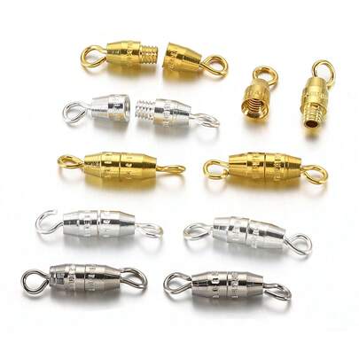 50pcs Copper Cylinder Spiral Fasteners, Pure Copper Screw Nuts, Connecting Buckles For DIY Handmade Bracelet And Necklace Accessories