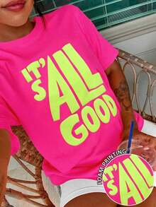 Women's T-Shirt, Street Style Casual Short-Sleeve Graphic Tee, Cute Summer Top - 紫紅色 6 - 查看 3