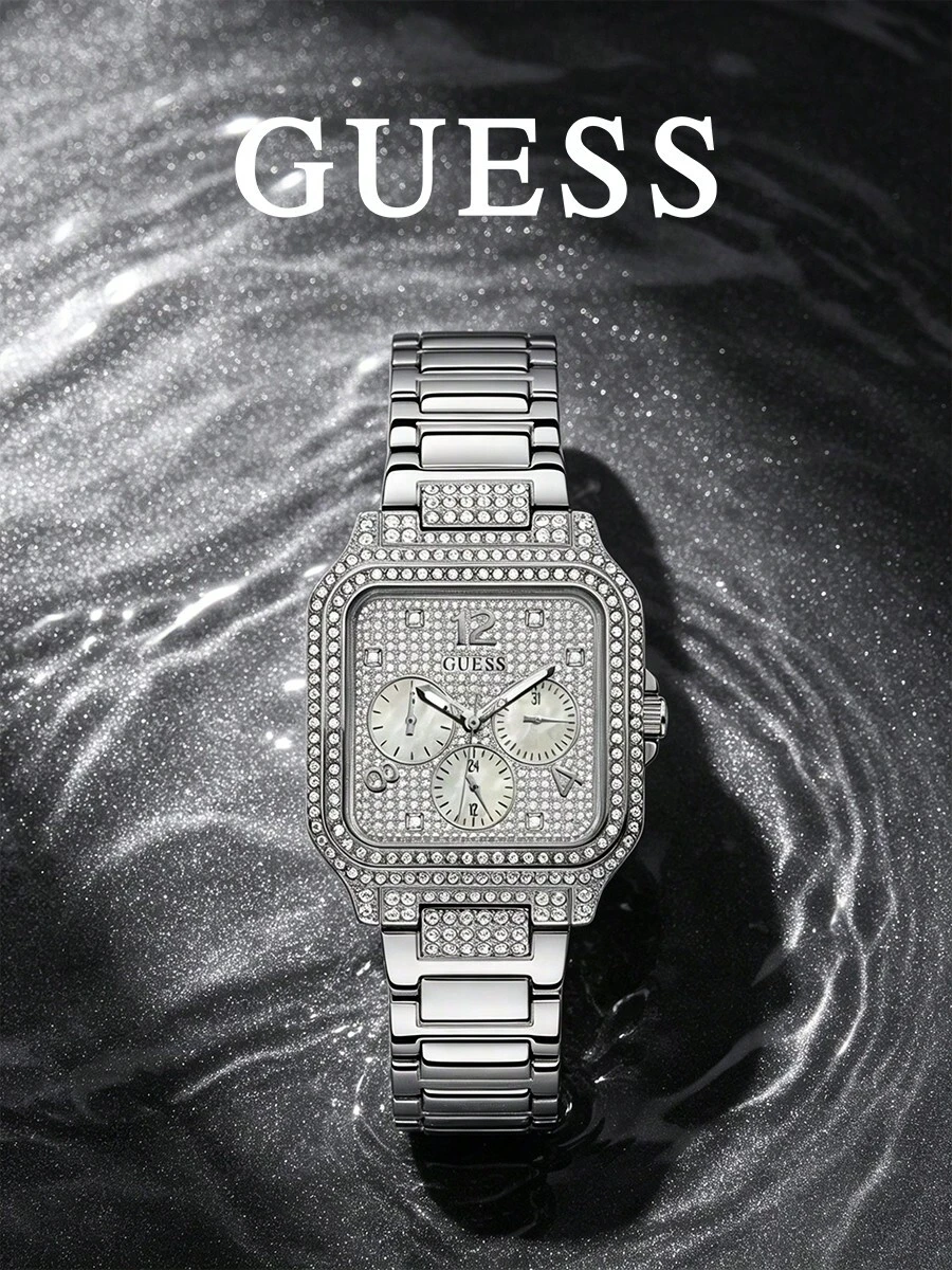 Men's Quartz Watch - Handcrafted Zirconia Sparkling Square Wristwatch. Casual Style, Suitable For Various Occasions. Enhance Your Fashion Taste. GW0472L1 - Silver - View 1