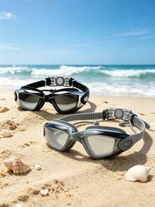 2 piezas Gafas de natación HD resistentes al agua y antivaho, gafas de natación profesionales de carreras con tapones para los oídos todo en uno - A - Ver 9