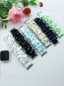 1個波點彈性髮圈，適用於38mm/40mm/41mm/42mm/44mm/45mm/46mm/49mm，兼容Ultra/SE/S10/S9/8/7/6/5/4/3/2/1，適合春夏秋冬，時尚優雅，易於佩戴，適用於工作、約會、聚會、運動 - 常規款 - 查看 12