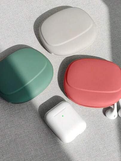 1piece Casual Silicone Earphone Case Portable Cord Organizer Box Tangle-Free EVA Inner Layer Storage For AirPods Cables Chargers