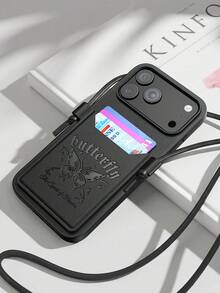 1個時尚手機殼，相容於 Apple Pro Max、Apple 16，附斜背手機掛繩，高級皮革 Apple 17 手機殼，新穎卡槽手機殼相容於 Apple 16 Pro Max，智慧型手機殼相容於 17 Pro，適合日常使用，便攜式 Apple 手機殼附 3D 壓花蝴蝶印花相容於 Apple 13/Apple 11，錢包卡槽手機配件相容於 Honor 手機殼，適合夏季使用 - 黑色 - 查看 2
