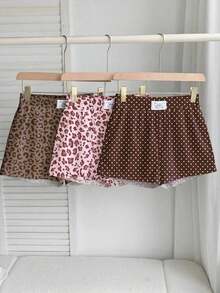3-Piece Set Of Women's Solid Color And Patterned Shorts - Multicolor 16 - View 3