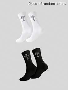 1/2/5/8/10 pares de calcetines de media caña de unicolor negro y blanco versátiles y cómodos para hombres - Multicolor - Ver 10