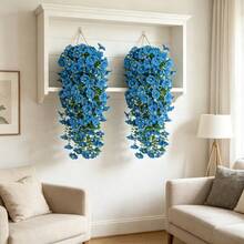 4 pezzi, Fiori artificiali simulati di campanula, adatti per tutte le stagioni. Decorazione da appendere per interni ed esterni con fiori di simulazione, adatti per uffici, verande, camere da letto e cortili esterni. Molto adatti per varie decorazioni per le vacanze. - Blu - Visualizzare 5