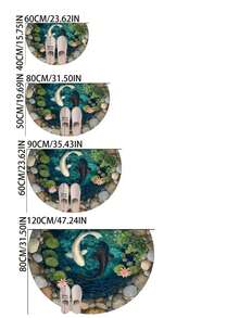 1件禅意阴阳鱼戏水造型装饰地垫，新式中式锦鲤莲花美学，玄关地垫，地毯，家居装饰，优雅时尚装饰地毯，茶室禅意绒垫，书房装饰地毯，艺术可水洗地毯，中式软装点缀，趣味室内装饰地垫 - 彩色 - 查看 5