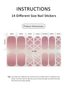 Stiker Kuku Warna Coral Pink, Stiker Nail Art Tahan Air, Warna Solid, Green Onion Pink, Stiker Kuku Gradien Ombre - Lilac Purple - View 4