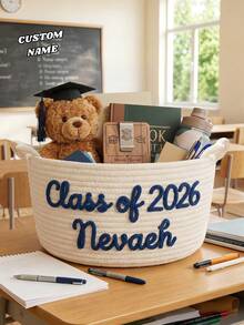 2026 Personalized Graduation Gift Basket, Custom Name Rope Storage Basket, 2026 Graduate Gift, University Dorm Storage Essential - Multicolor - View 1