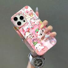 Dulces con temática de vaca y fresa rosa.funda de teléfono Fundas compatibles con ,Apple,VIVO,OPPO,,, y Honor.Fabricadas en silicona TPU,ofrecen protección contra golpes y caídas. - Rosa - Ver 4