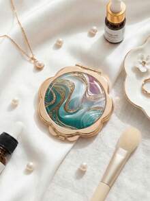 1pc Floral Mini Double-Sided Makeup Mirror, Portable High Definition Compact Mirror For Touch-Up, Foldable Handheld Mirror Essential For Women - Multicolor - View 13