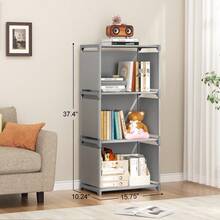 LKZ 6 Layer Portable Bookshelf, Closet Organizer, Freestanding Wardrobe Shelf With Backboards, Multifunctional DIY Cube Storage Solution For Bedroom, Living Room, Office - Maximizes Space - Harmaa - Näytä 9