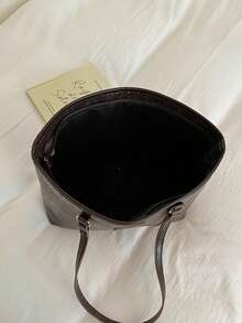 Fashionable Solid Color Tote Bag - Coffee - View 4