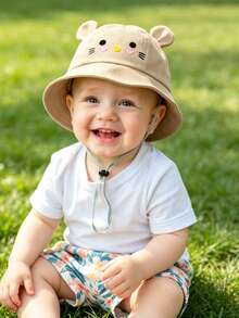 1pc Toddler Cute Cat Bucket Hat, With Adjustable Chin Strap Sun Hat, Unisex Kids Casual Beach Hat, Suitable For Outdoor Daily Use - Multicolor - View 2