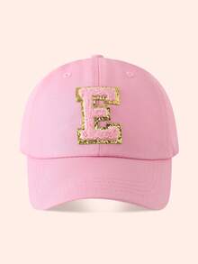 1 chiếc mũ lưỡi trai màu hồng, 26 chữ cái, mũ chống nắng unisex phù hợp cho các hoạt động ngoài trời và sử dụng hàng ngày, chống tia UV. - Mũ lưỡi trai vải màu hồng nhãn vàng hồng - Xem 23