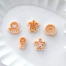 海洋系列聚合物粘土切割模具，章鱼、海星、贝壳、海螺形状粘土耳环切割器，适用于发夹首饰制作工具 - 米色 - 查看 6