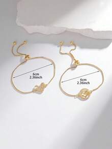 1 chiếc vòng tay điều chỉnh được hình trái tim rỗng, tối giản, thanh lịch, đính đá Cubic Zirconia, thích hợp làm quà tặng cho Ngày Valentine, Ngày của Mẹ, Lễ Eid. - Nhiều màu - Xem 6