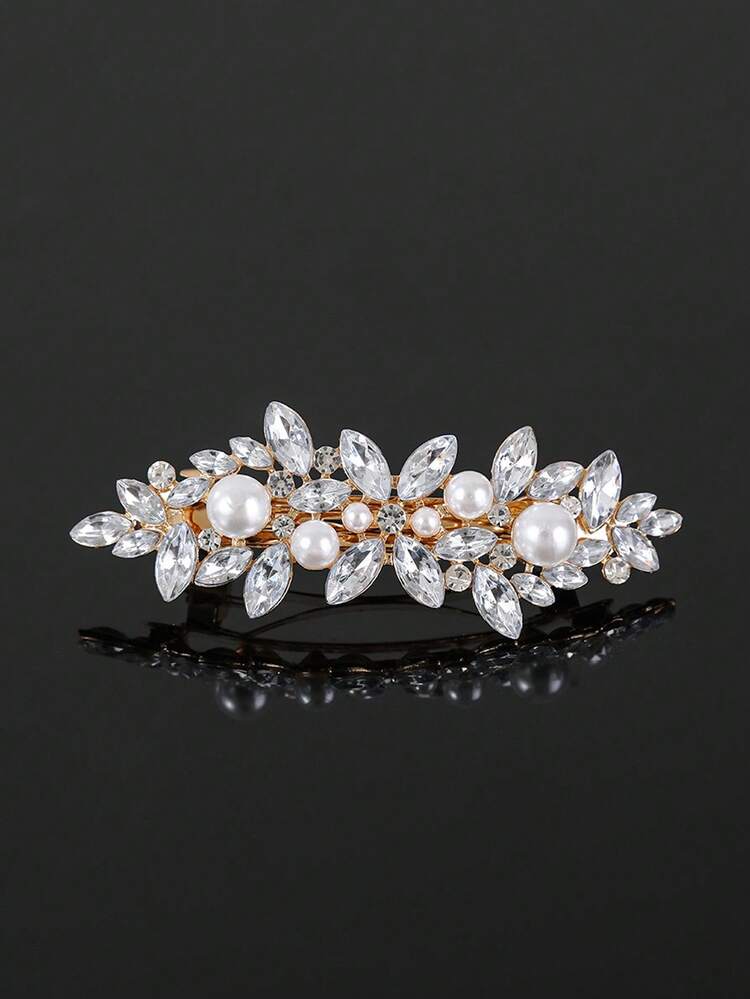 40pcs/Set Fashion Crystal & Pearl Decorative Hair Clips, Elegant Bridal Headpiece, Minimalist Rhombus Crystal Zinc Alloy Pearl Hair Clips For Wedding Party Bride, Graceful & Stylish - Set 22 FJTZ-022-40JT - View 23