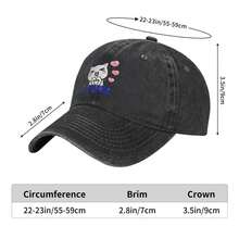 Unisex Cat Saranghae (I Love You) Washed Baseball Cap Classic Curved-Brimmed Truck Hat Adjustable Sun Hat Idea Gift - 黑色 - 查看 3