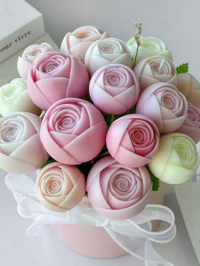 Molde de capullo de rosa, molde de vela de silicona, reutilizable, resistente al calor, fácil de desmoldar, adecuado para hacer ramos de capullos de rosa/velas/resina/yeso, molde de vela, ideal para regalos festivos o decoración del hogar DIY