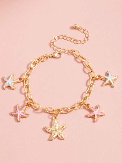 1pc Starfish Bracelet, Ocean Style Accessory For Beach, Holiday, Party