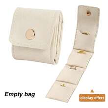 1 pieza Bolsa de viaje portátil y mini para joyas con hebilla, bolsa multifuncional para viajes con joyas para aretes, anillos y collares - Paquete vacío - Ver 9