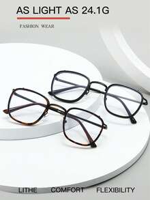 1 Pair New Luxury Brand Vintage Titanium Alloy Eyeglasses, Unisex Oval Engraved Flat Lens Glasses - A - View 2