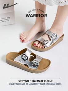 Warrior 夏季女士运动凉鞋，舒适柔软鞋底，时尚百搭，低调风格，休闲百搭，适合户外旅行、通勤、多种场合的沙滩漫步。 - 銀色 - 查看 3