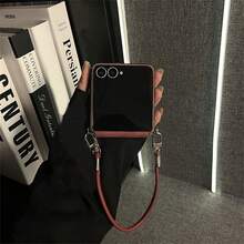 經典酒紅色手機殼附防丟掛繩，相容 Galaxy ZFlip7 Flip8 Z Flip6 ZFlip 5 Zflip6 Zflip5，防震後蓋保護殼 - 酒紅色 - 查看 5