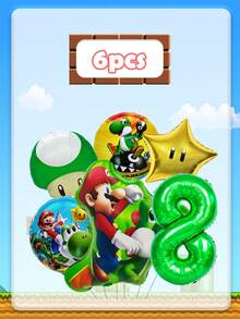 Sega Bộ trang trí cổng bóng bay theo chủ đề, gồm các loại bóng bay hình nhân vật hoạt hình, bóng bay hình ngôi sao, bóng bay hình nấm xanh, bóng bay số 1 xanh, bóng bay cao su màu tím nhạt mờ, tím ánh kim và tím kim tuyến. - Bóng bay - Xem 21