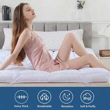 AVXLRQ Extra-Thick Mattress Cover With Cushioning Layer - Spill-Proof & Stain-Resistant Bed Topper, Machine Washable Breathable Suitable For Bedrooms, Dorm Beds, Rooms, Care - Fit For All Mattresses,Mattress Protector - Xám - Xem 6