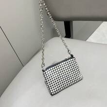 Dancing Engine Sparkling Crystal Mini Coin Purse, Handmade Coin Pouch With Short Chain Handle - Silver - View 6