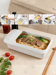 微波炉意面烹饪器,带滤网盖,无需等待,易于清洁,不粘设计,适用于意面、拉面和蔬菜,可用洗碗机清洗。 - 查看 3