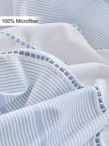 1 vỏ gối dệt jacquard màu xanh nhạt hiện đại, vỏ gối trang trí bằng polyester kẻ sọc dọc tối giản, mềm mại và thoáng khí, phù hợp cho mọi mùa, có thể giặt máy, không bao gồm ruột gối. - Màu xanh lam - Xem 5