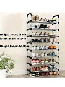 8/7/6/5/4 Niveles Zapatera Organizador, Rganizador Zapatos Rack de Acero Inoxidable, Organizador para Zapatos y Juguetes, Zapatero para Entrada, Puerta, Garaje, Dormitorio, Guardarropa - Negro - Ver 11
