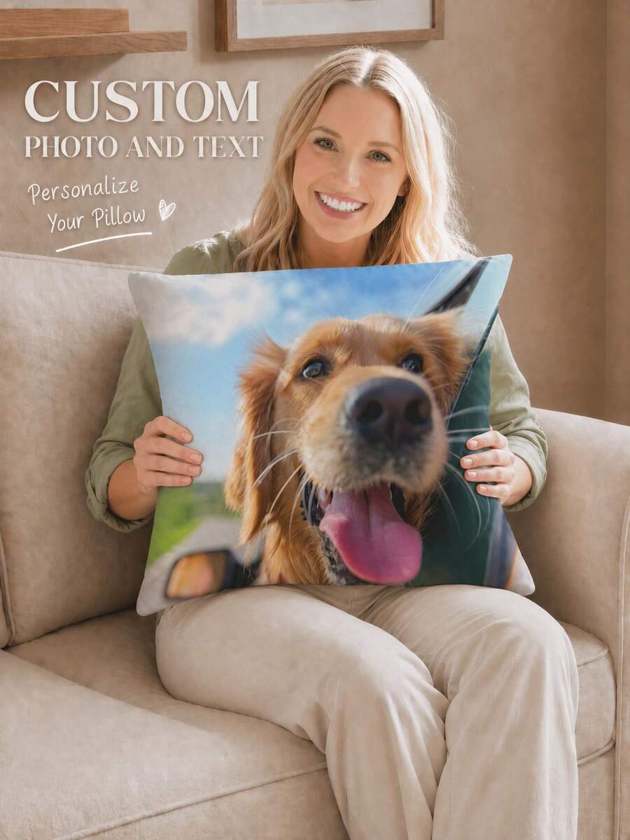 1pc Customized Pillowcase, DIY Personalized Decorative Square Printed Pillowcase, Ideal Mother's Day Gift, Exclusive Custom Design, Perfect Gift For Lovers, Parents, Family And Friends
