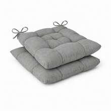 Pack de 2-4-6 Cojines para Silla – 40 x 40 x 5 cm, con Cintas de Sujeción y Relleno Firme, Uso Interior y Exterior. - Gris - Ver 4