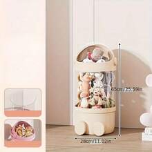 Circular Plastic Container For Dolls - Measures 162 Cm In Height, Serves Multiple Purposes For Toy Storage, Perfect For Keeping Stuffed Animals, Features A Portable And Dust-Resistant Design, Ideal For Home Use, As A Present - White - View 9