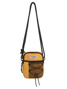 1 chiếc túi đeo chéo đựng bình nước bằng vải canvas kẻ caro xanh trắng, kiểu dáng Hàn Quốc, có khóa bấm và dây rút, thích hợp cho nam giới đi chơi hàng ngày, dã ngoại hoặc dạo phố. - Nhiều màu - Xem 15
