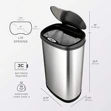 ninestars el Original Touchless Sensor automático de Movimiento Trash Can Combo Set Stainless and Black 1 - Plata - Ver 4