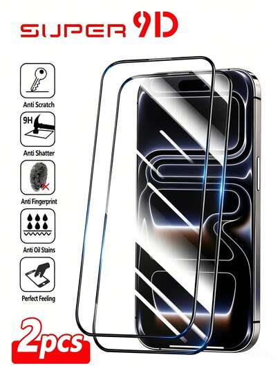 2 Packs - Full Coverage HD 2.5D Tempered Glass Screen Protector With Silkscreened Black Border, Compatible With IPhone 17 Pro Max/17 Pro/17 Air/17/16 Pro Max/16 Pro/16 Plus/16/15/15 Plus/15 Pro/15 Pro Max/14/14 Plus/14 Pro/14 Pro Max/13/13 Mini/13 Pro/13 Pro Max/12/12 Mini/12 Pro/12 Pro Max/11/11 Pro/11 Pro Max/X/XS/XS Max/8/8 Plus/7/7 Plus Series.