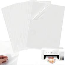 20 Sheets Clear Printing Adhesive Paper, A4 Printing Sticker Paper, Printable Vinyl Waterproof Adhesive, Quick Drying, Self-Adhesive, For Inkjet Printer Or Laser - A4 Transparent - View 1