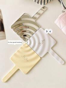 1pc Handheld Makeup Mirror, Square Mirror Face, Suitable For Daily Makeup, Bridal Handheld Mirror, Fits Different Vanity Styles, Beauty Tool, Can Be Given As Holiday Gift To Friends Or Close Female Friends, Portable Multi-Function, Suitable For Travel And Touch-Up - Multicolor - View 5
